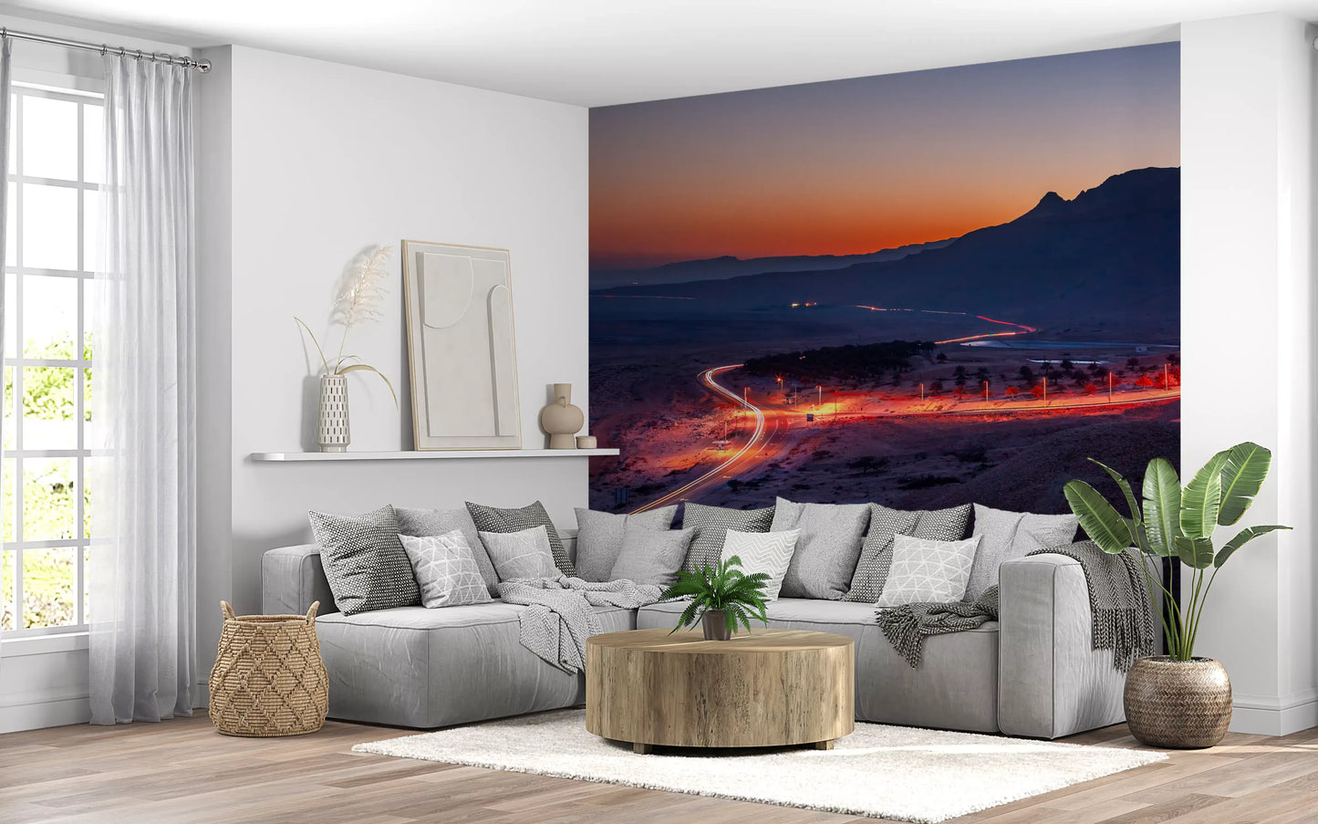Desert Highway Sunset Horizon Wall Mural