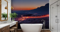 Desert Highway Sunset Horizon Wall Mural