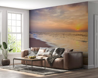 Golden Hour Coastal Horizon Wall Mural