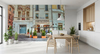 Italian Piazza Street Scene Wall Mural