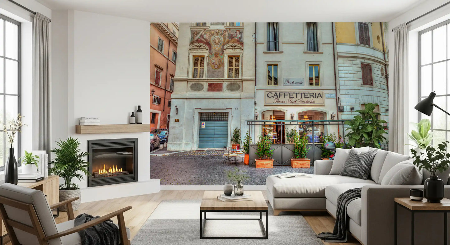 Italian Piazza Street Scene Wall Mural