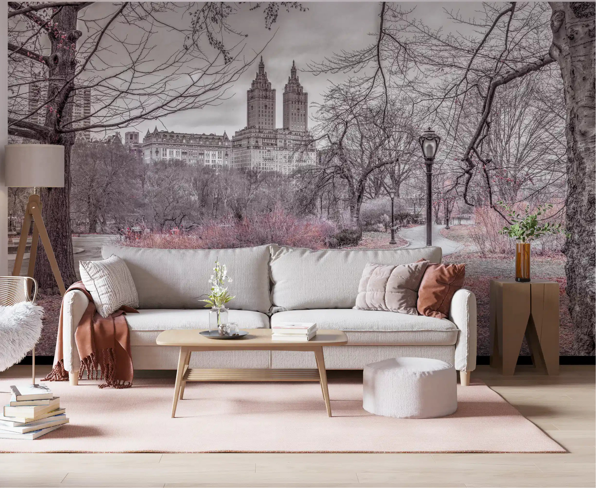 Wall mural of the Central Park Skyline Promenade warming a living room GD11145