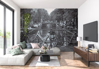 Fototapet cu Scena de Biciclete pe Canalele din Amsterdam