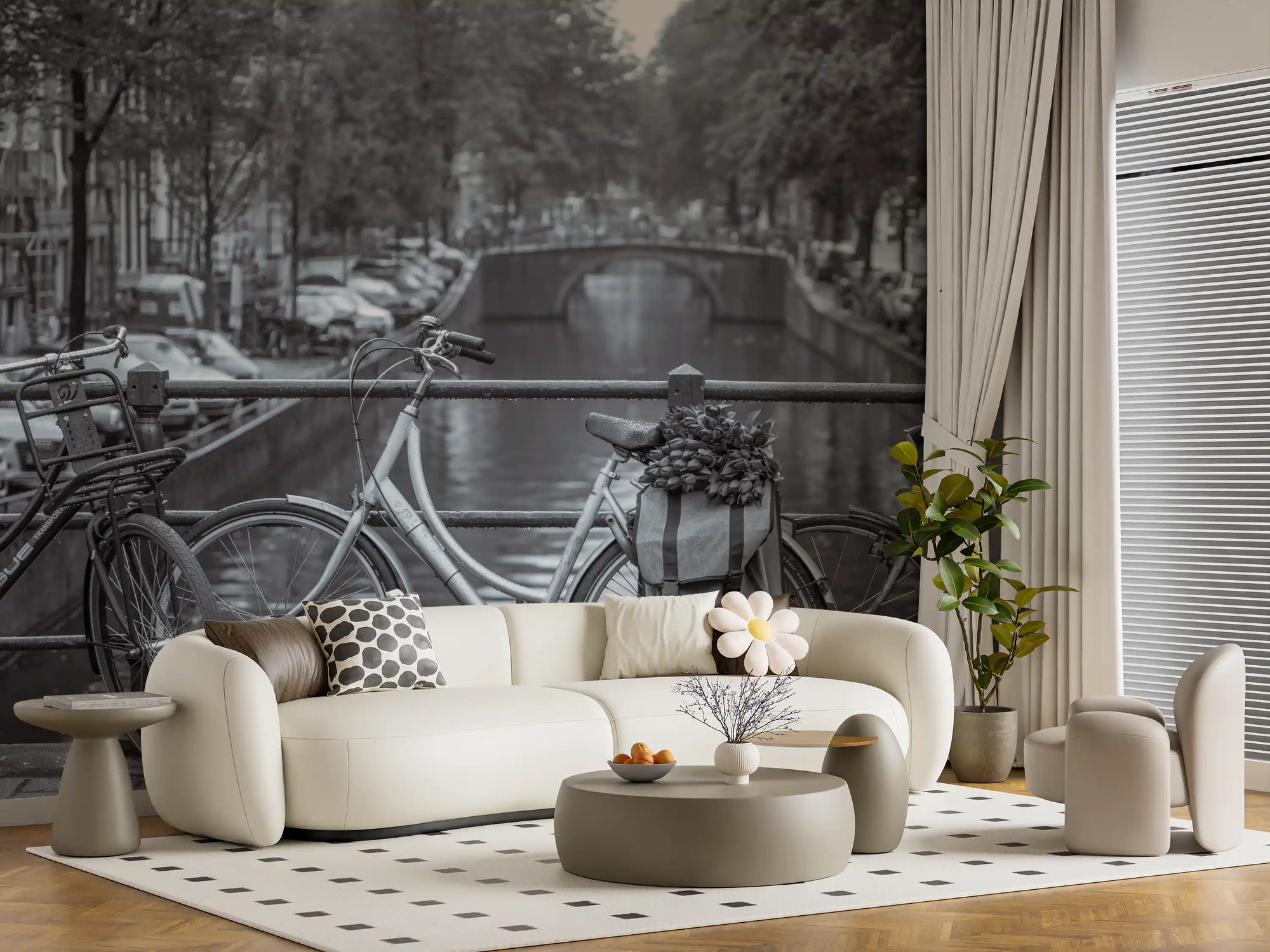 Amsterdam canal bicycle scene in a living room Wall mural GD11149
