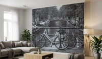 Fototapet cu Scena de Biciclete pe Canalele din Amsterdam