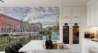 Vægmaleri med refleksioner fra Amsterdams kanaler