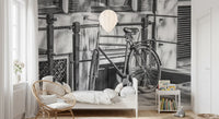Fresque murale de ruelle urbaine avec bicyclettes