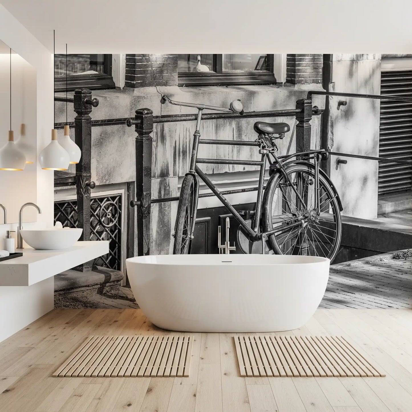 Fresque murale de ruelle urbaine avec bicyclettes