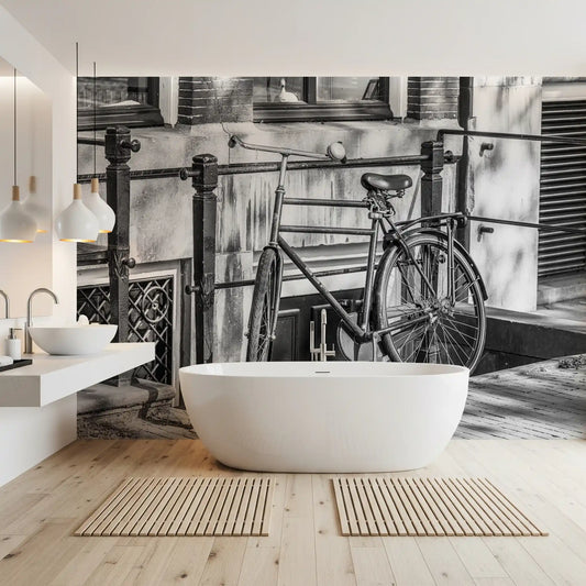 Fresque murale de ruelle urbaine avec bicyclettes