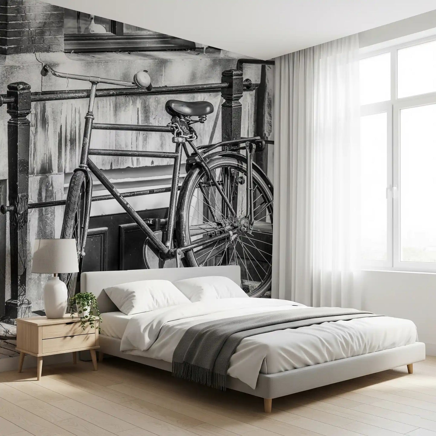 Fresque murale de ruelle urbaine avec bicyclettes
