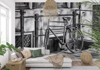 Fresque murale de ruelle urbaine avec bicyclettes