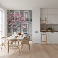 Keväinen magnolia Urban Bloom -seinämaalaus