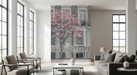 Keväinen magnolia Urban Bloom -seinämaalaus