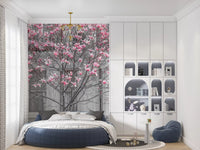 Keväinen magnolia Urban Bloom -seinämaalaus