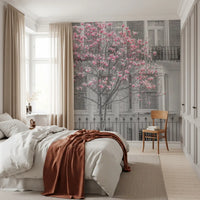 Keväinen magnolia Urban Bloom -seinämaalaus