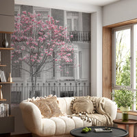 Keväinen magnolia Urban Bloom -seinämaalaus