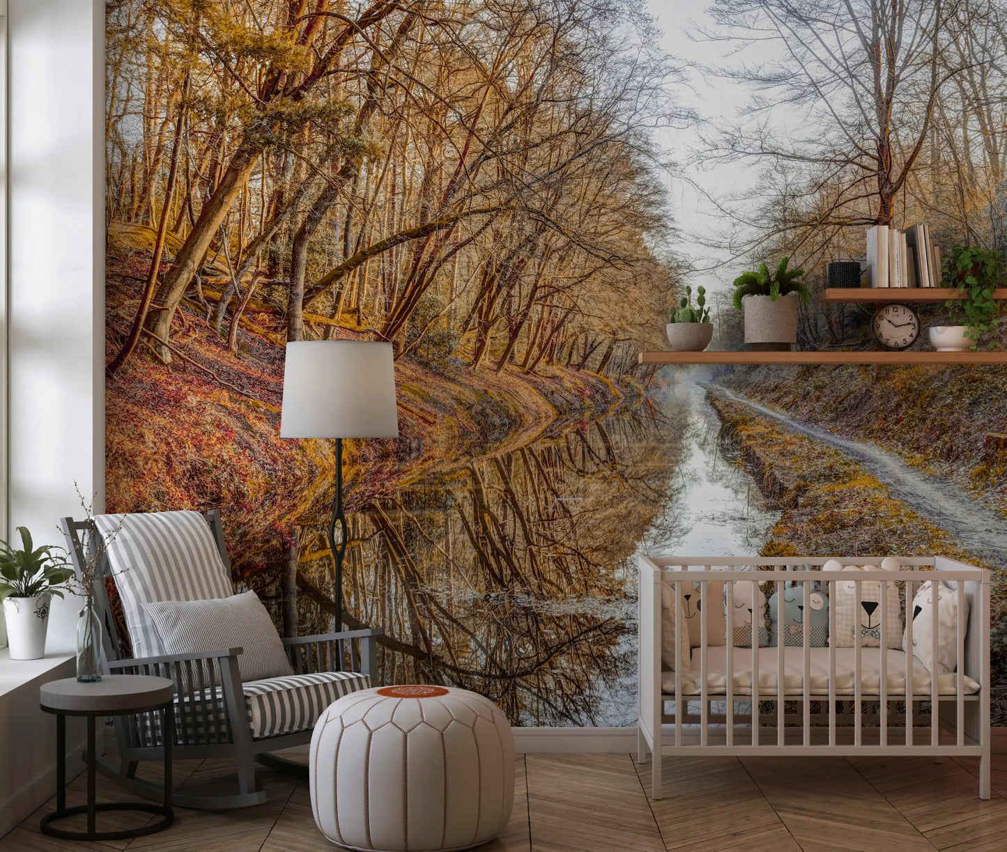 Herbstliche Kanalreflexionen Wandbild