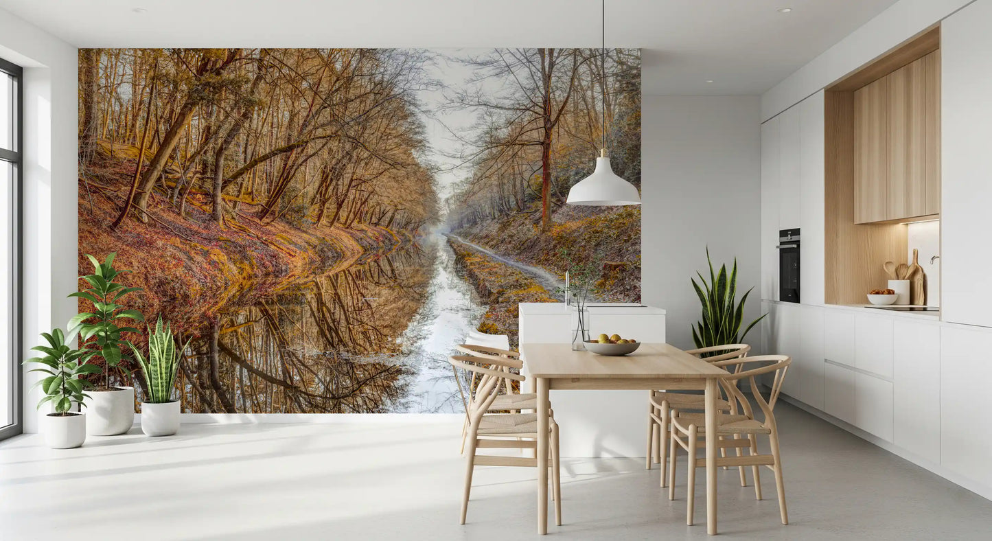 Herbstliche Kanalreflexionen Wandbild