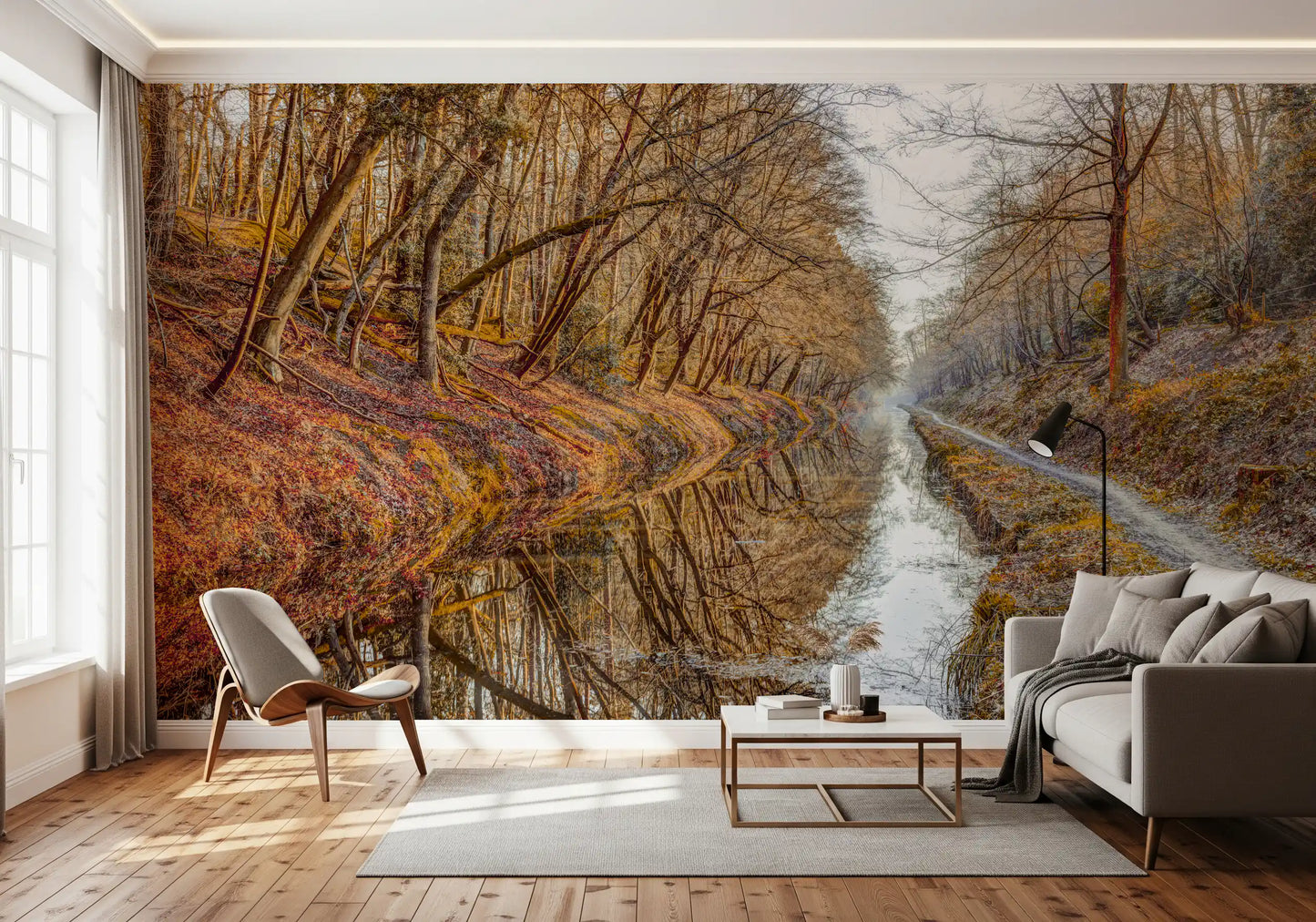 Herbstliche Kanalreflexionen Wandbild