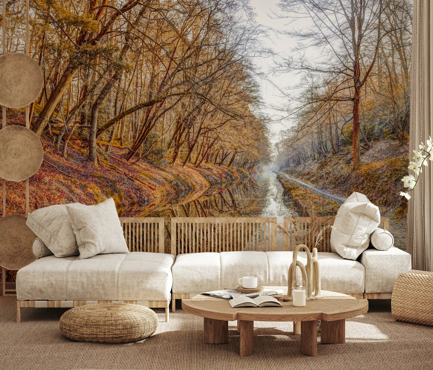 Herbstliche Kanalreflexionen Wandbild