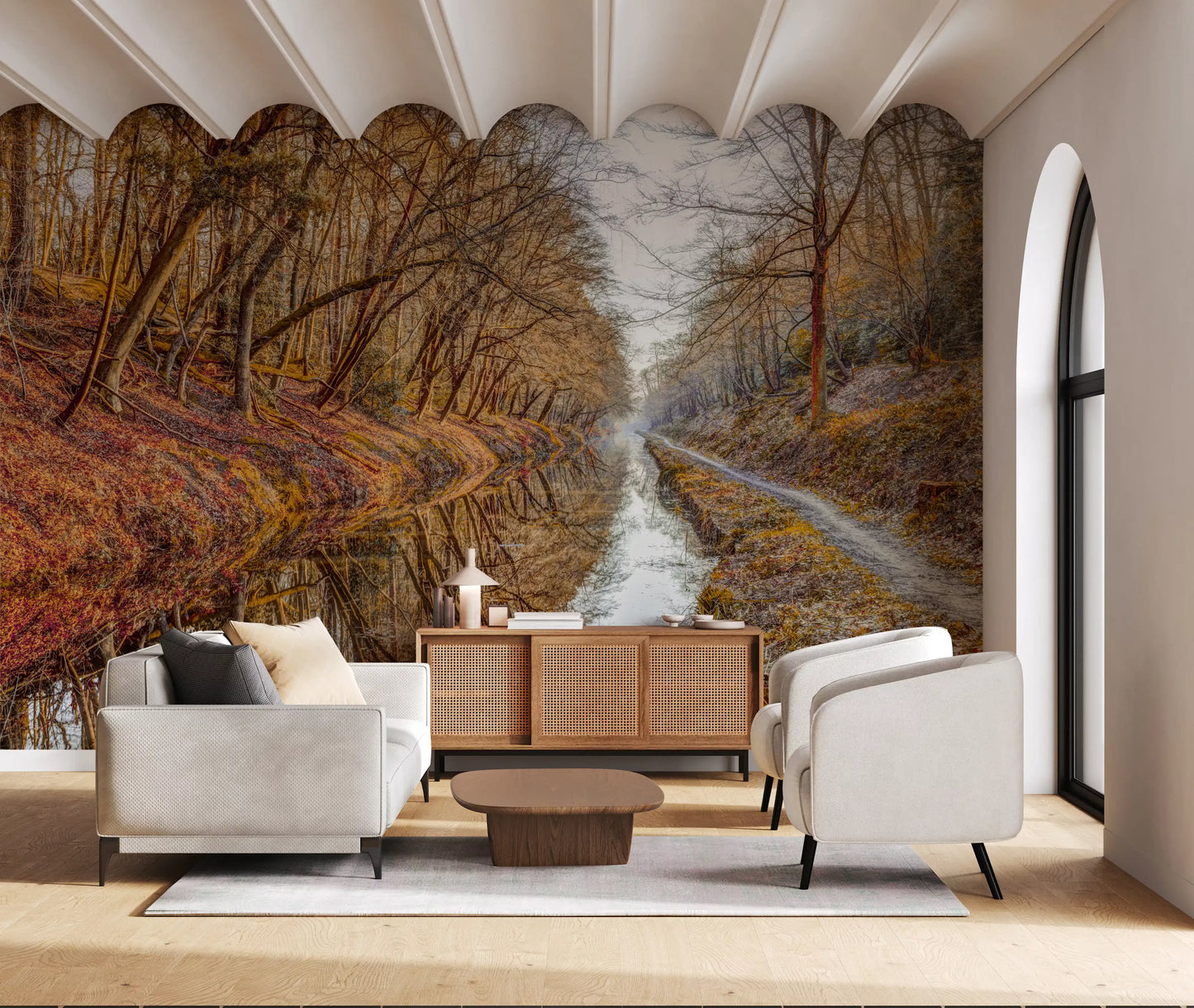 Herbstliche Kanalreflexionen Wandbild