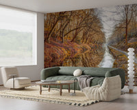 Herbstliche Kanalreflexionen Wandbild
