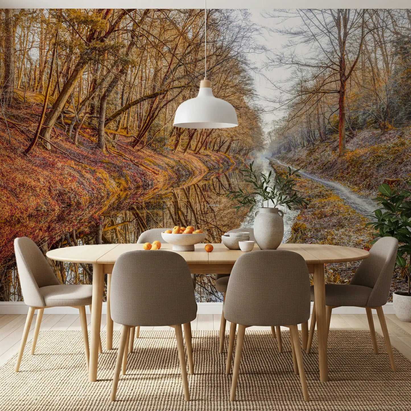 Herbstliche Kanalreflexionen Wandbild