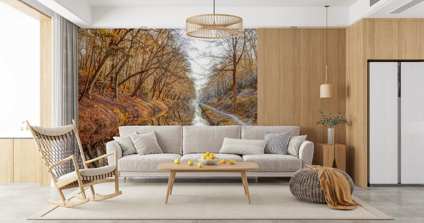 Herbstliche Kanalreflexionen Wandbild