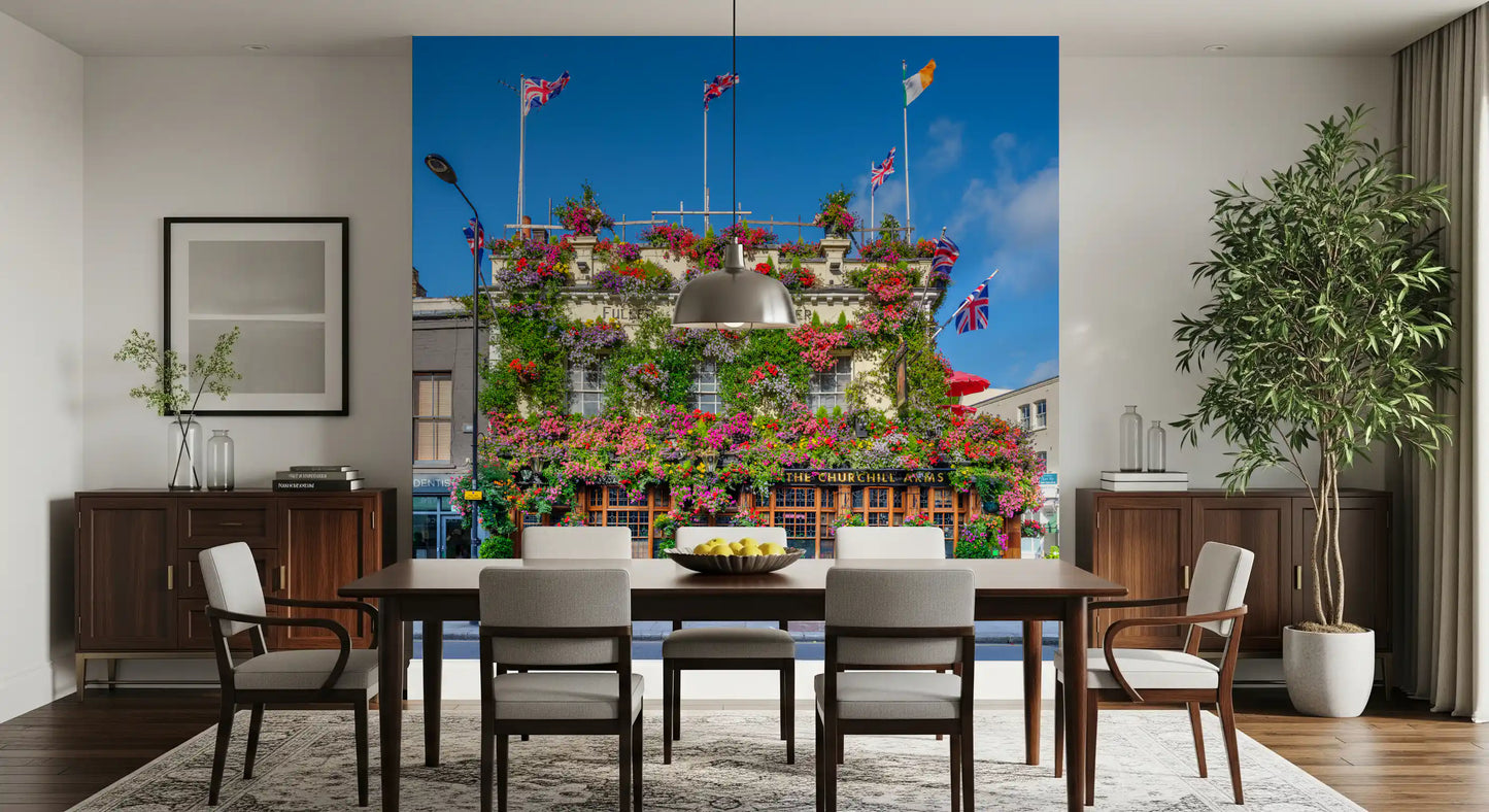 London blomsterpub udvendig vægmaleri