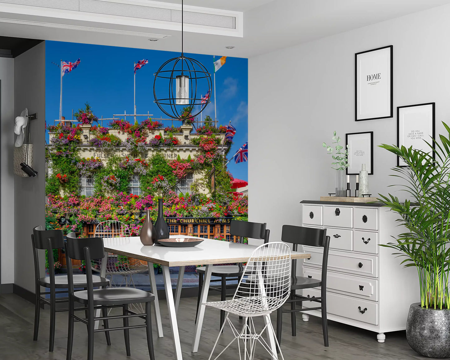 London blomsterpub udvendig vægmaleri