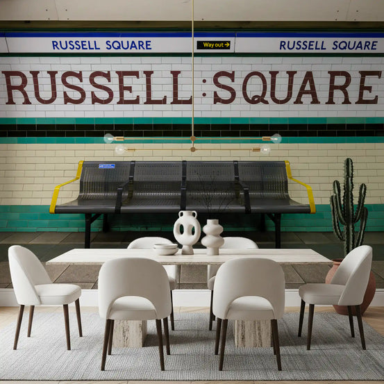 Murale da parete con insegna della stazione della metropolitana storica di Londra
