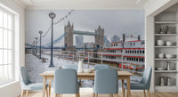 Snowy Thames Riverside View Wall Mural