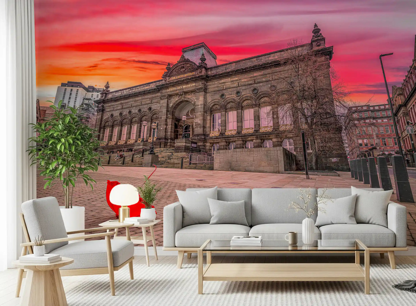 Wandbild Urban Red Umbrella Sunset