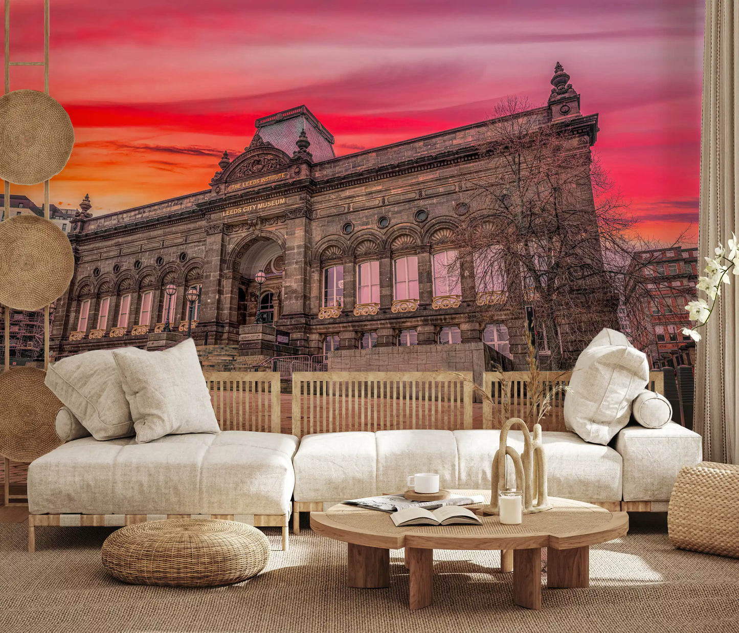 Wandbild Urban Red Umbrella Sunset