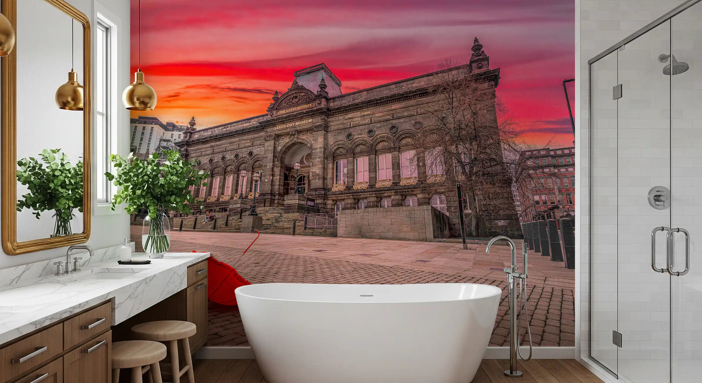 Wandbild Urban Red Umbrella Sunset