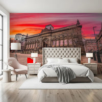 Wandbild Urban Red Umbrella Sunset