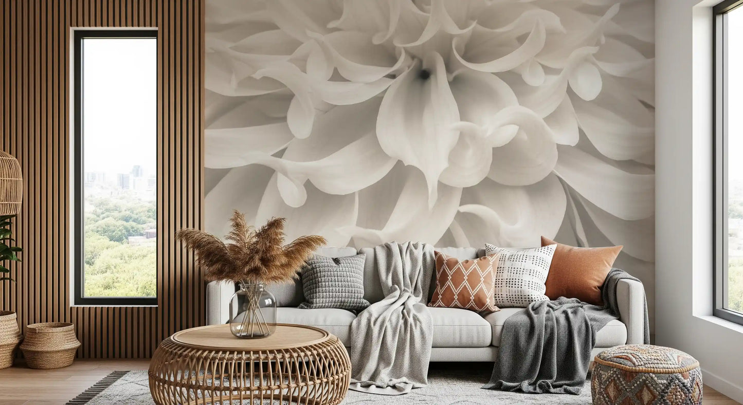 Cream Petal Macro Flow Wall Mural