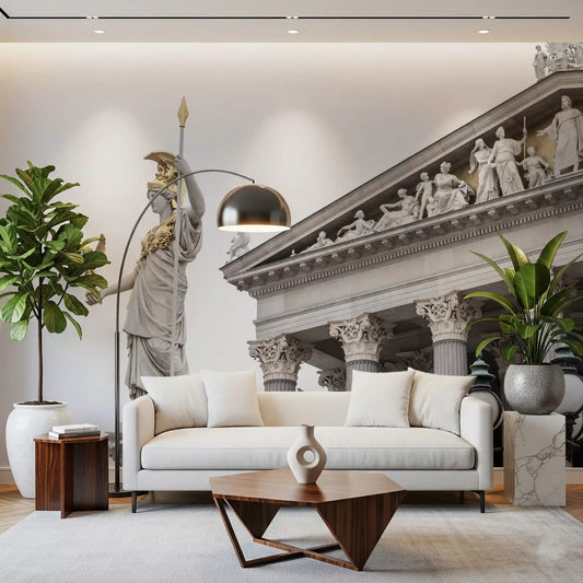 Marble goddess and grand columns over a Living room in this wall mural GD11189
