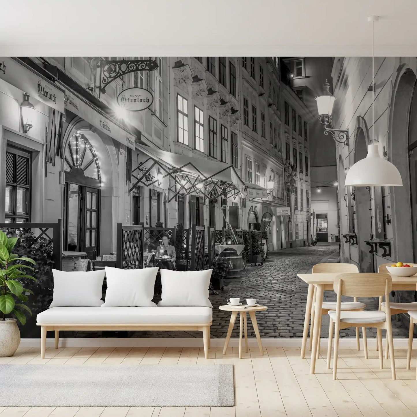 Historic European Restaurant Street Wall Mural