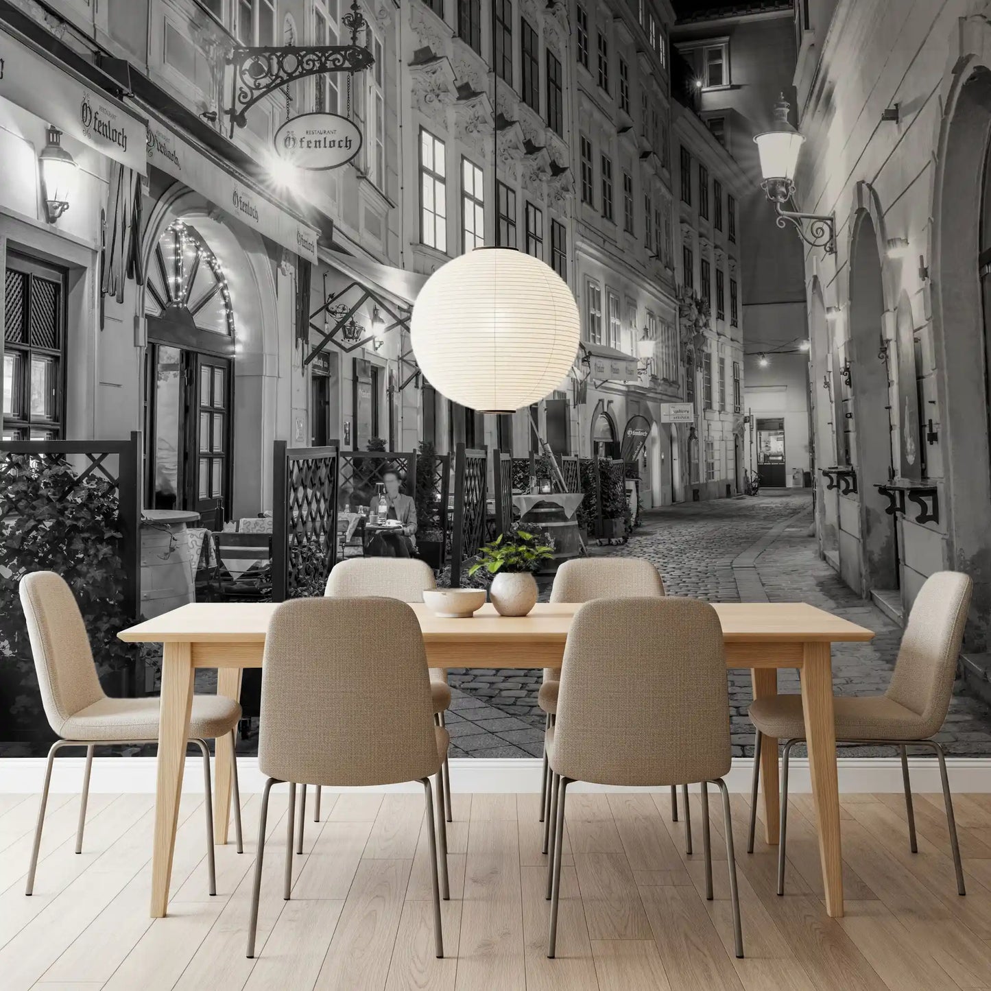 Historic European Restaurant Street Wall Mural