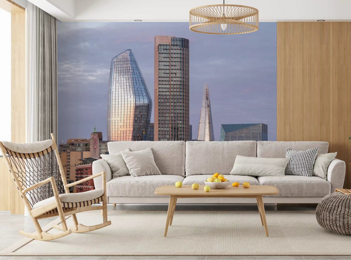 London Metropolitan Skyline wall mural filling a modern living room GD11195
