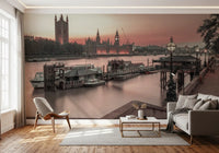 London River Sunset View Wall Mural