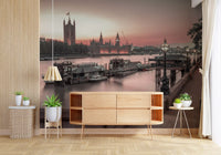 London River Sunset View Wall Mural