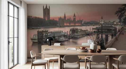 London River Sunset View Wall Mural