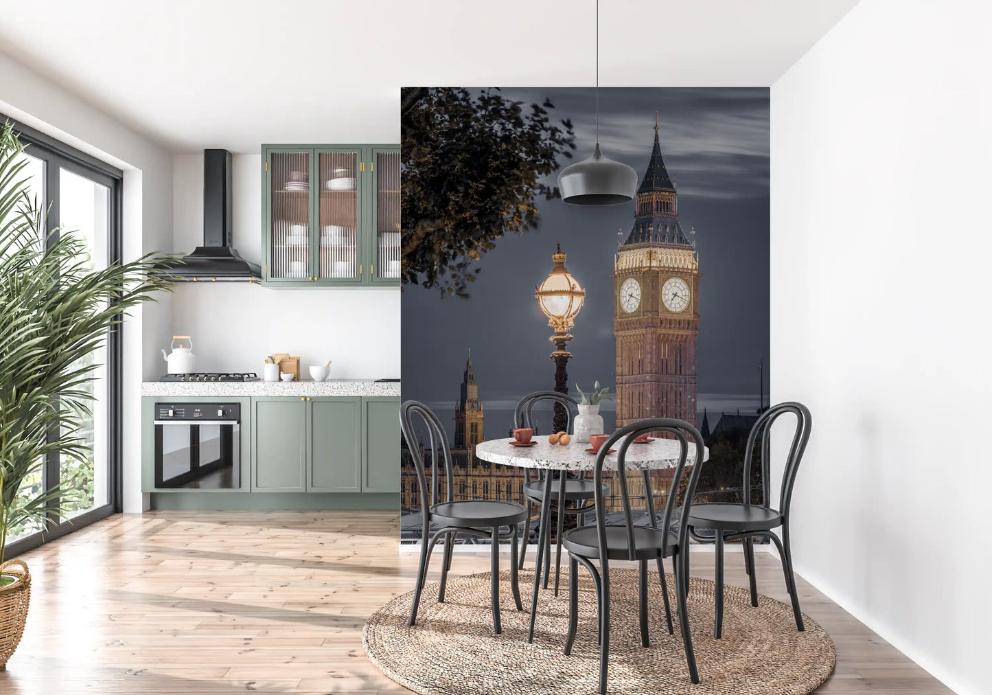 Carta da parati murale con scena del crepuscolo della Torre dell'Orologio di Londra