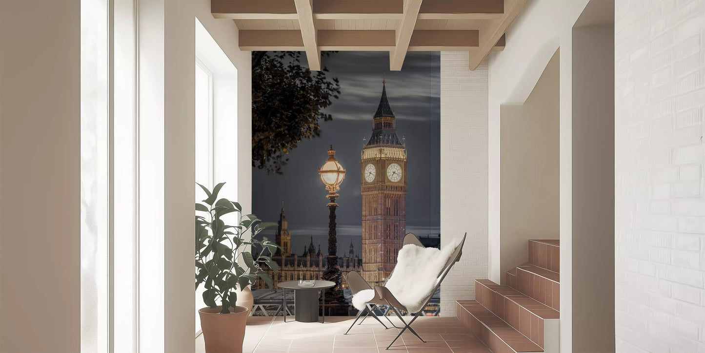 Carta da parati murale con scena del crepuscolo della Torre dell'Orologio di Londra