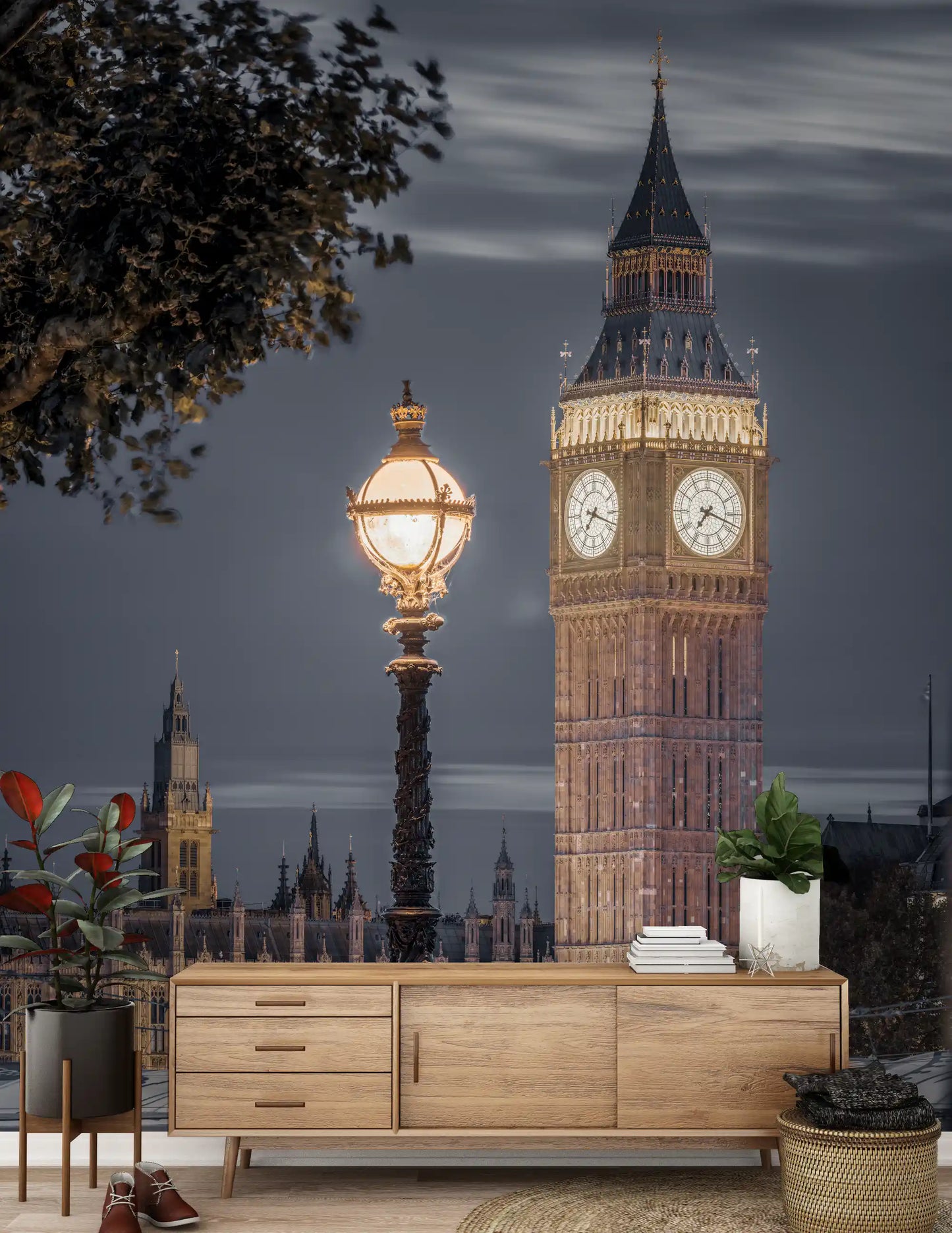 Carta da parati murale con scena del crepuscolo della Torre dell'Orologio di Londra