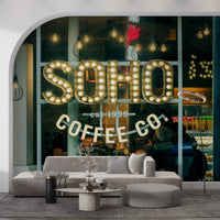 Fresque murale avec enseigne au néon Urban Coffee House