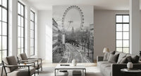 Papier peint panoramique monochrome de la ligne d'horizon des monuments de Londres
