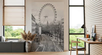 Papier peint panoramique monochrome de la ligne d'horizon des monuments de Londres